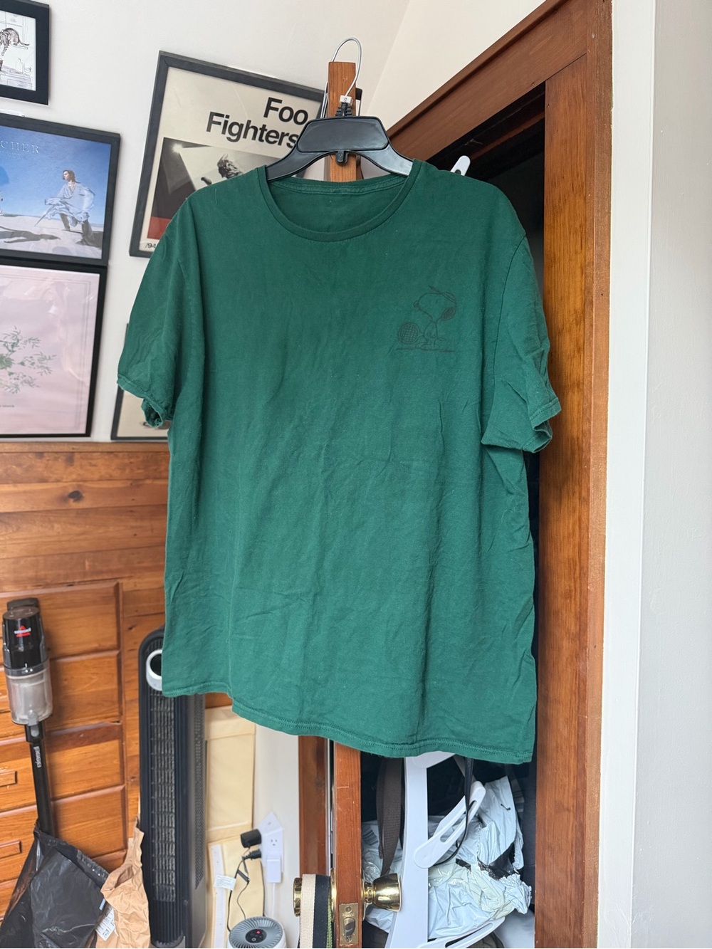 Men's Classic Snoopy Tennis Crew Neck T-Shirt - Dark Green